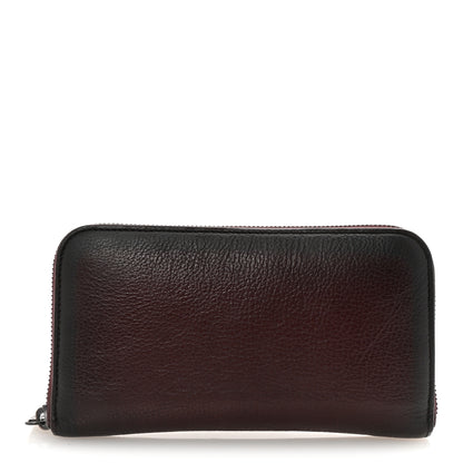 Bottega Veneta Grained Calfskin Zip Around Wallet Burgundy Black 1 of 7