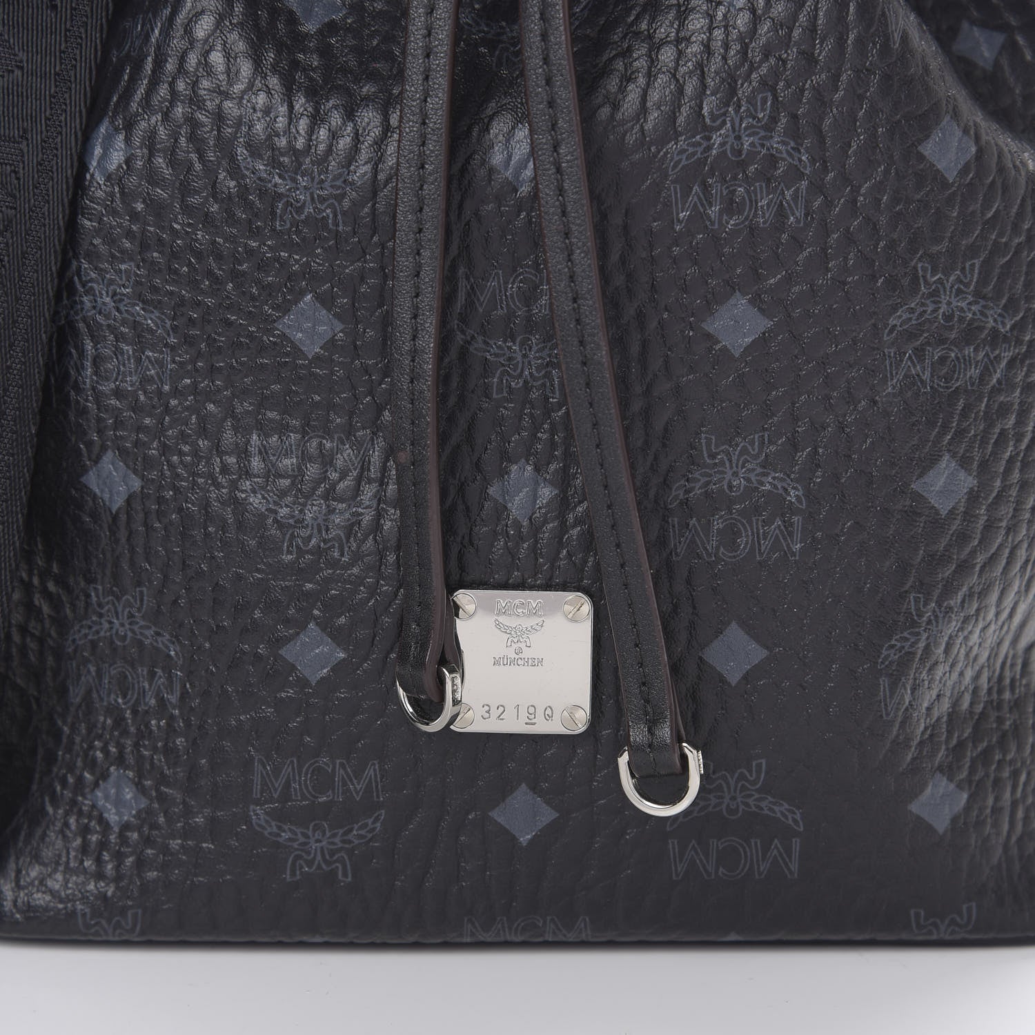 MCM Visetos Small Essential Drawstring Bucket Bag Black 8 of 8