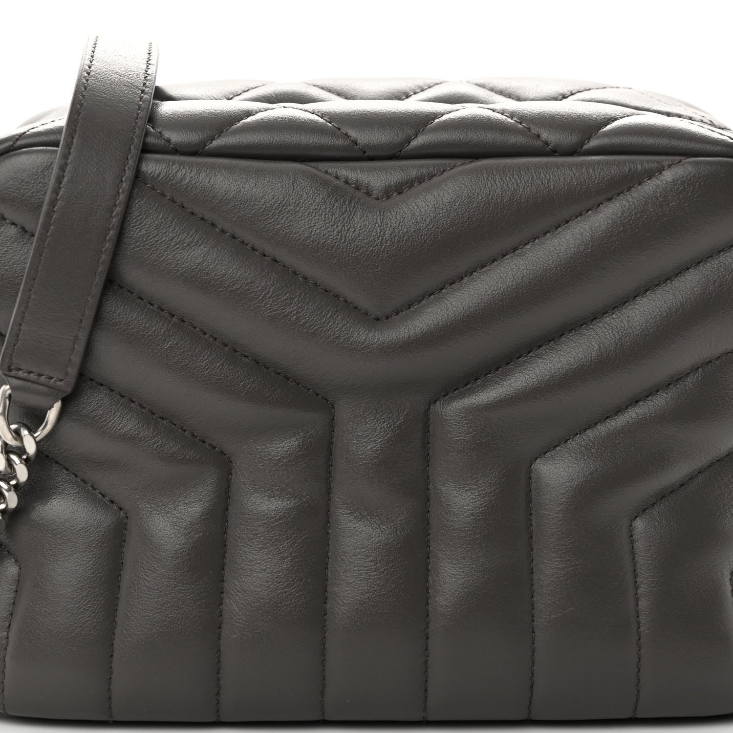 Saint Laurent Calfskin Y Quilted Monogram Small Loulou Bowling Bag Earth 7 of 9