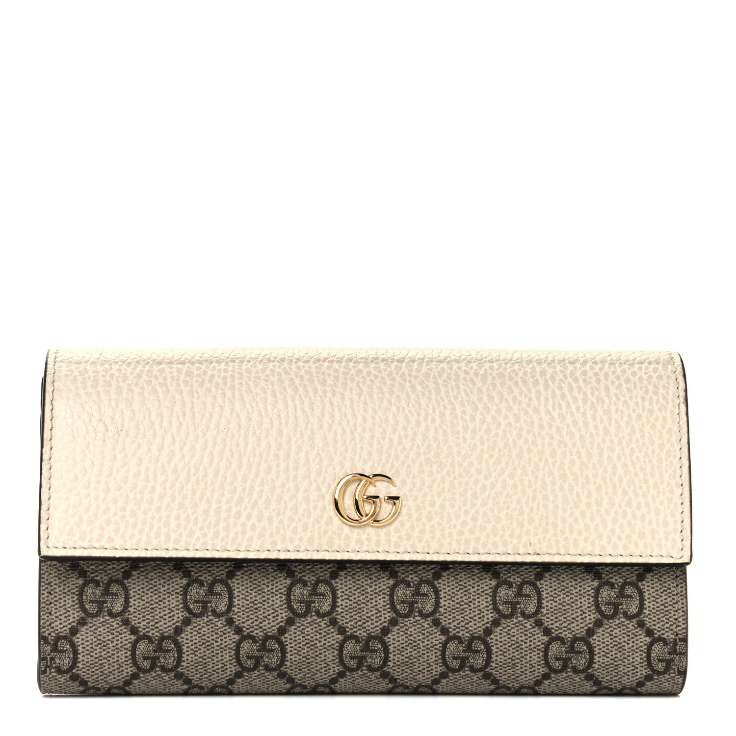 Gucci Dollar Calfskin GG Supreme Monogram GG Marmont Continental Wallet Mystic White Beige Ebony 1 of 10