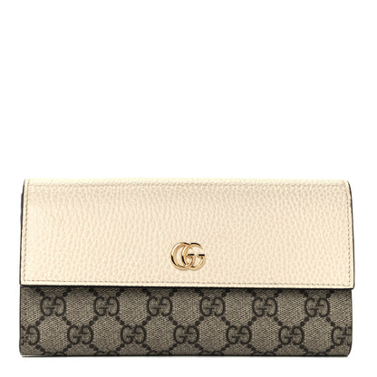 Gucci Dollar Calfskin GG Supreme Monogram GG Marmont Continental Wallet Mystic White Beige Ebony 1 of 10