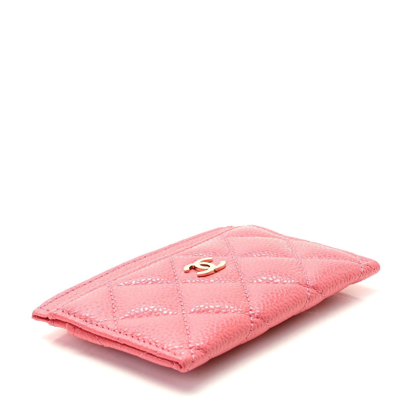 Caviar Quilted Card Holder Pink