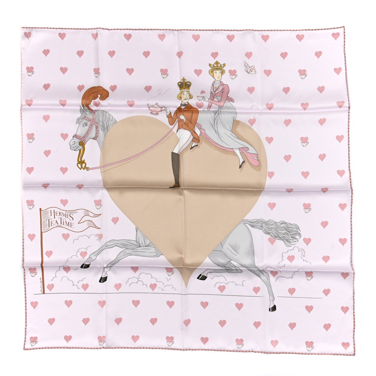 Hermes Silk Hermes Tea Time Scarf 70 Rose Pale Beige 1 of 6