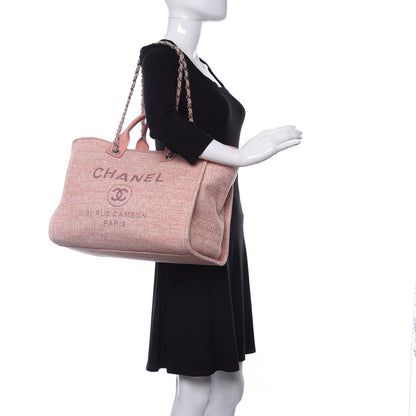 Chanel Straw Lurex Medium Deauville Tote Pink 2 of 10