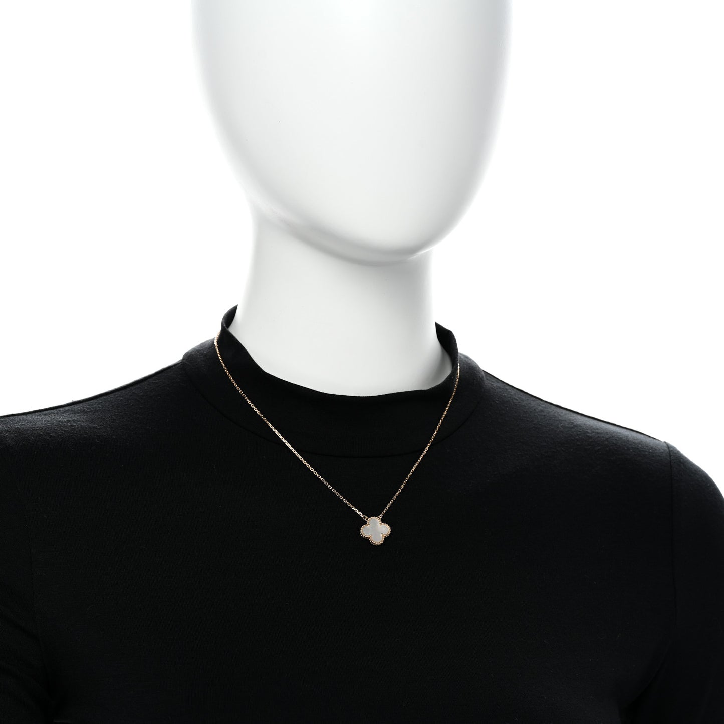 18K Yellow Gold Mother of Pearl Vintage Alhambra Pendant Necklace