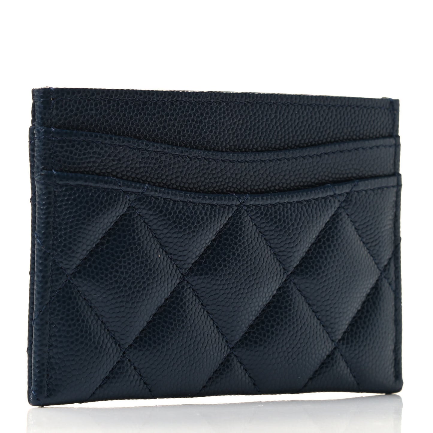 Caviar Quilted Card Holder Navy