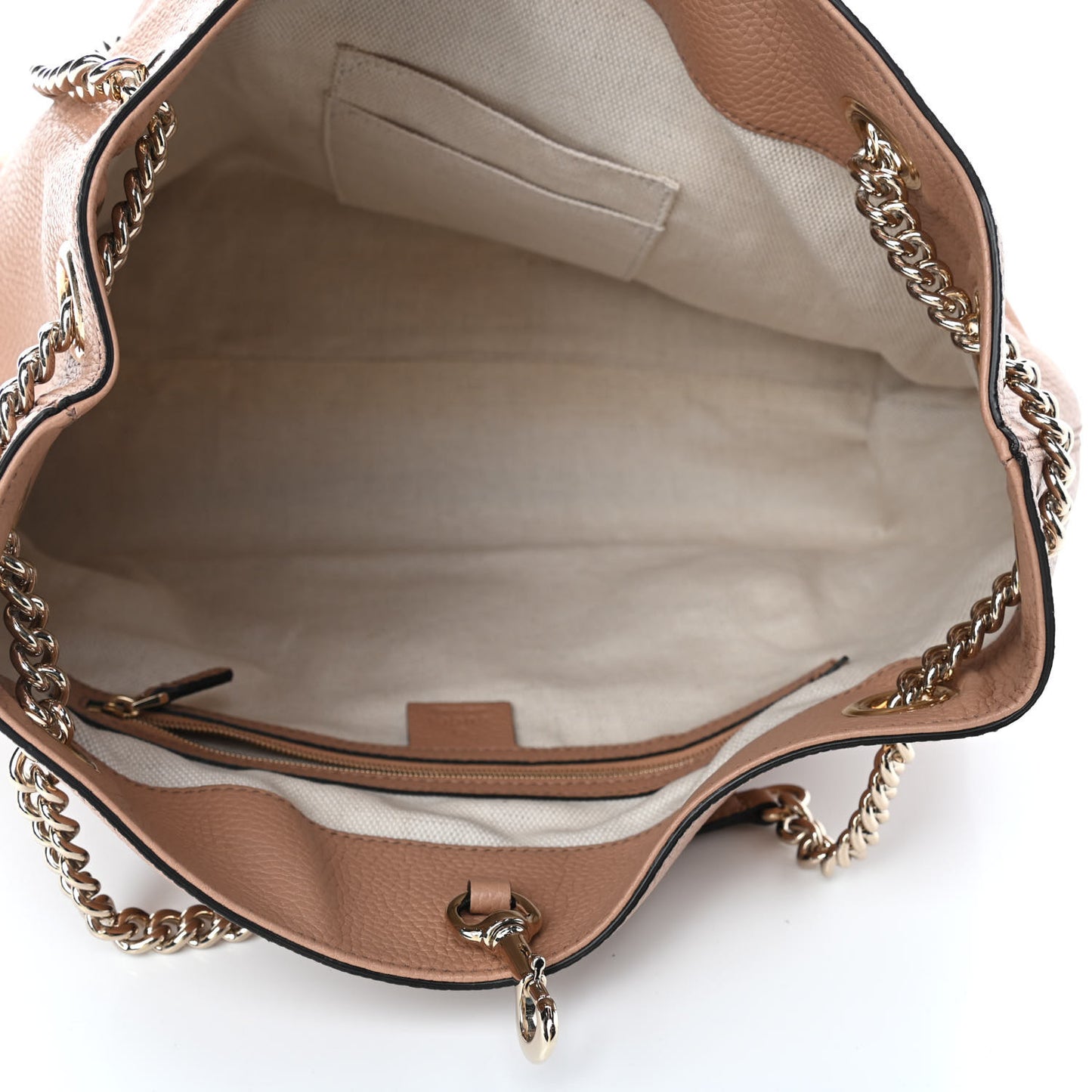 Pebbled Calfskin Medium Soho Chain Shoulder Bag Camelia