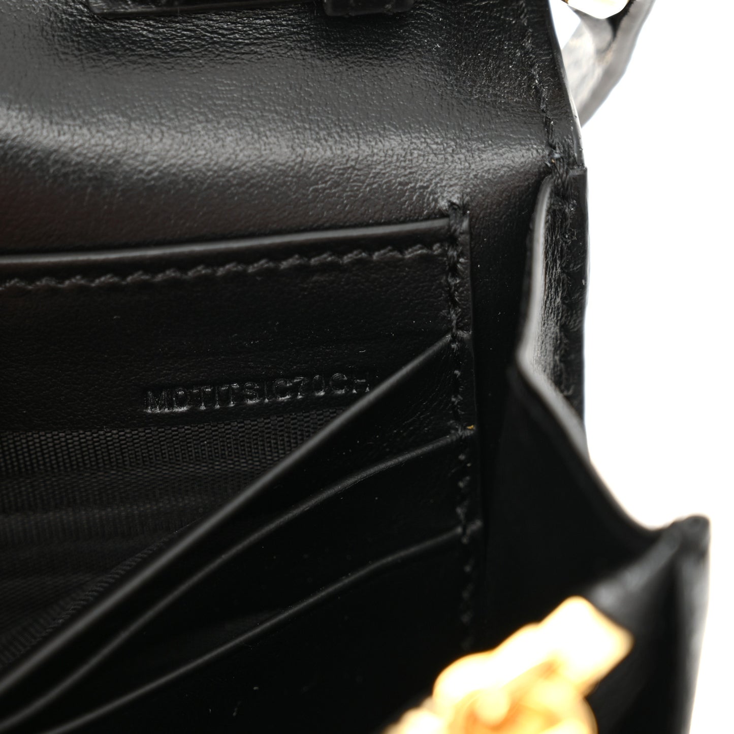 Grainy Calfskin Vintage Check Wallet With Detachable Strap Black