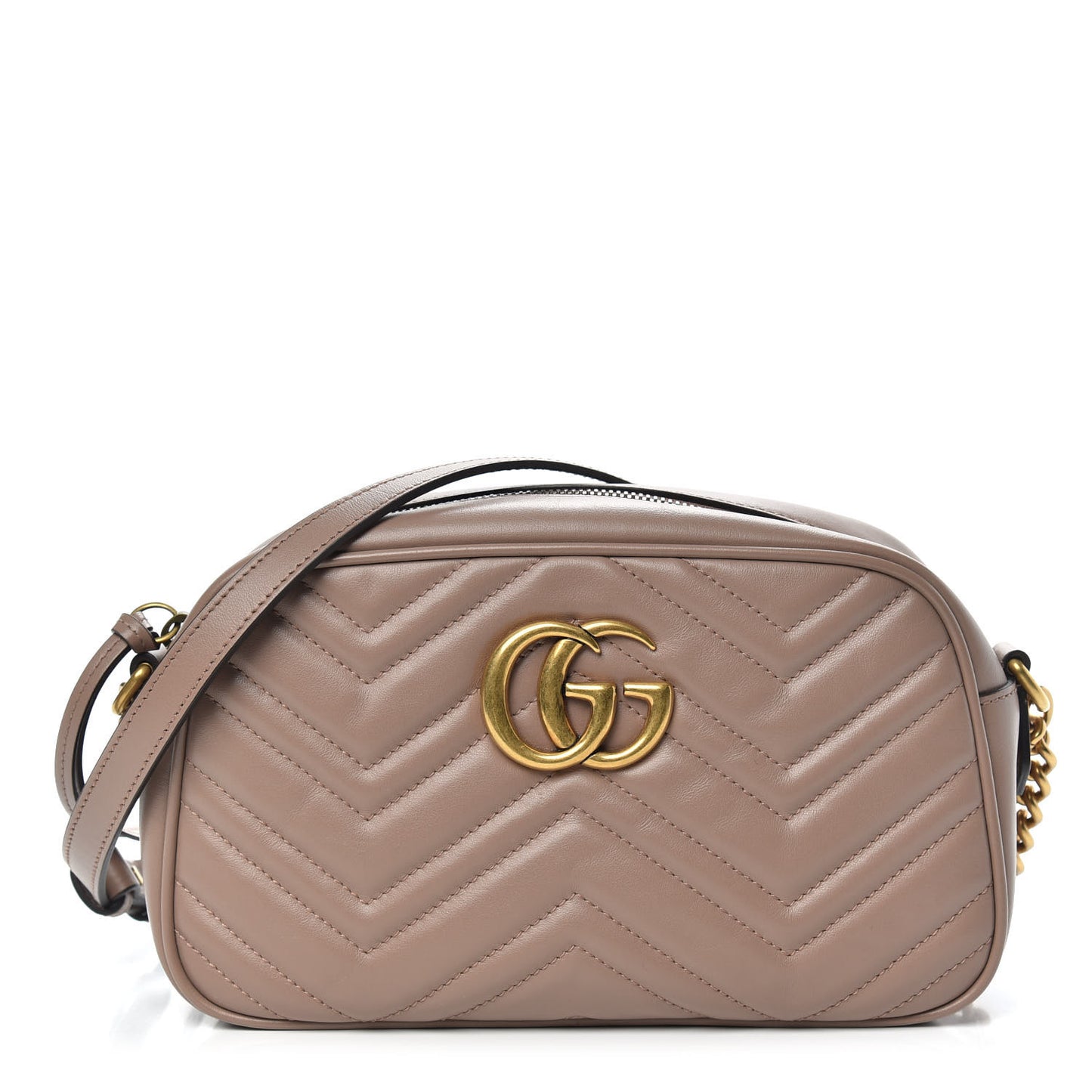 Calfskin Matelasse Small GG Marmont Chain Shoulder Bag Porcelain Rose