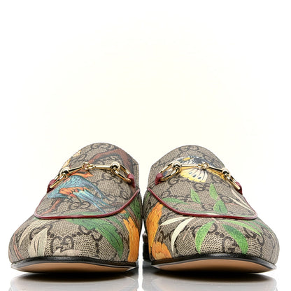 Gucci GG Supreme Monogram Tian Womens Princetown Slippers 37.5 Beige Ebony Multicolor 2 of 4