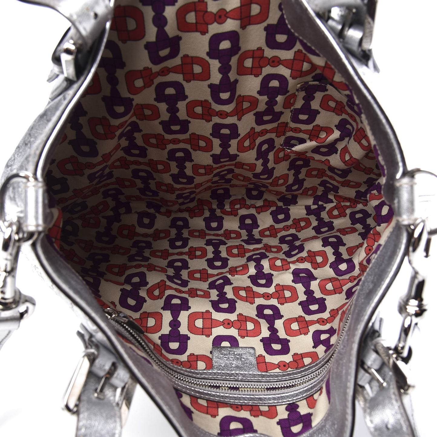 Metallic Guccissima Medium Britt Tote Silver