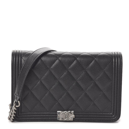 Chanel Caviar Quilted Boy Wallet On Chain WOC Black 1 of 11