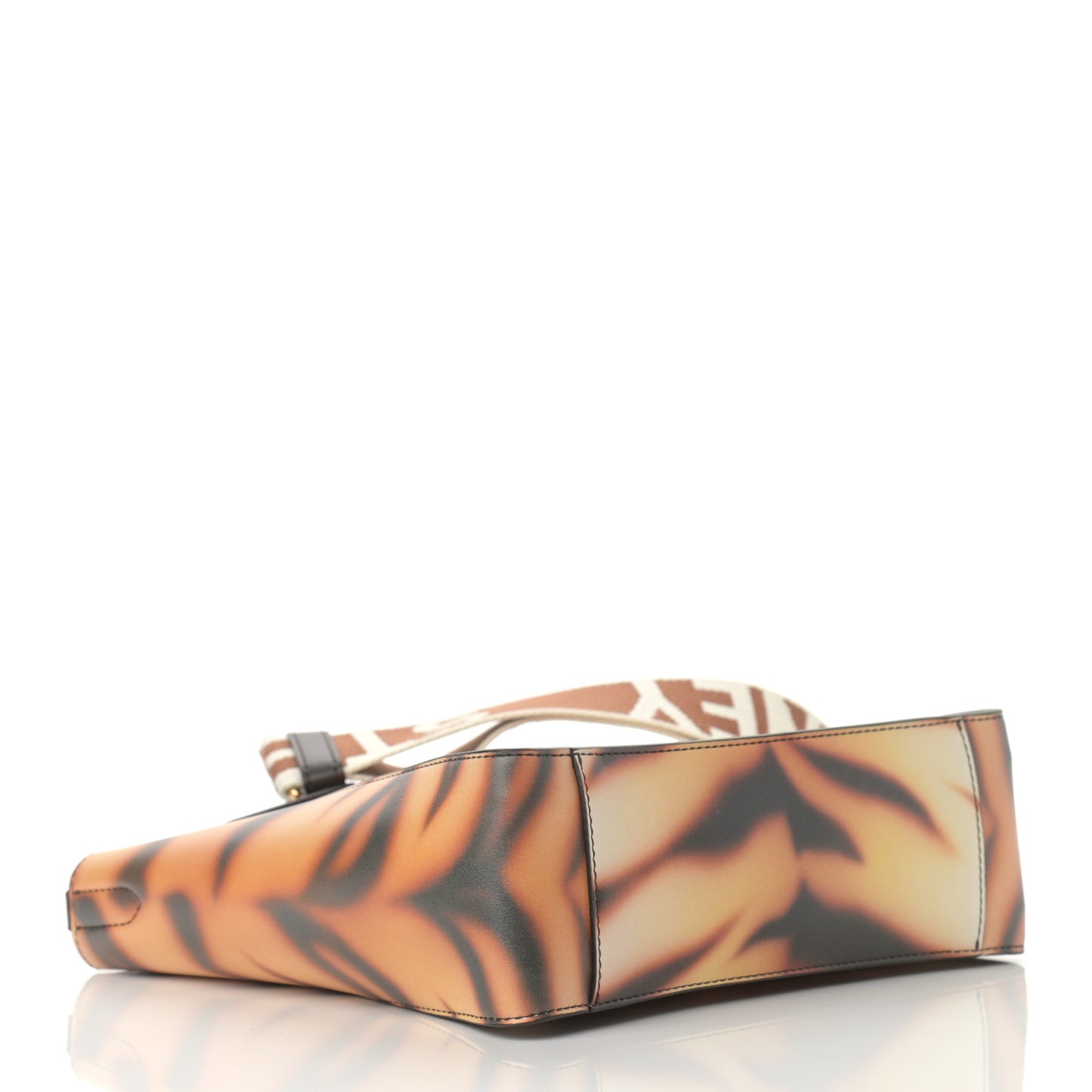 Eco Alter Tiger Print Perforated Logo Mini Crossbody Brown Ivory