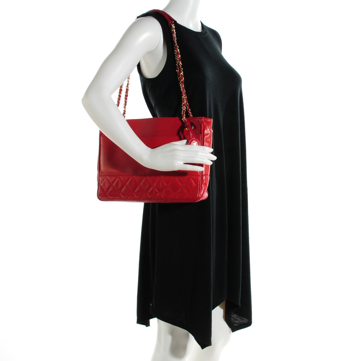Chanel Lambskin Quilted Tote Red 2 of 8