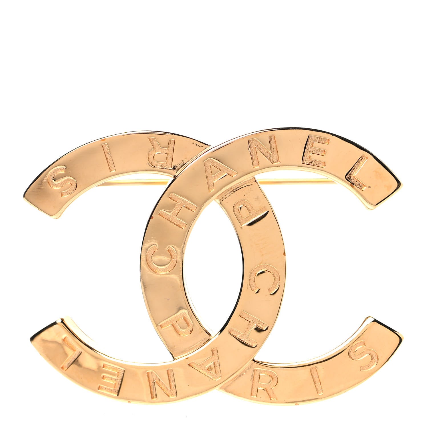 Chanel Metal Paris Button CC Large Brooch Gold 1 of 3