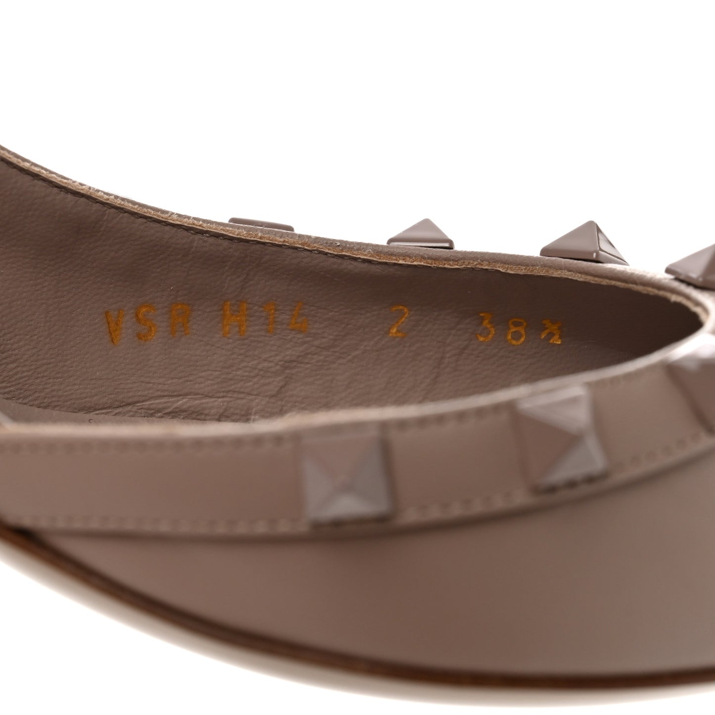Calfskin Lacquered Monochrome Rockstud Half D'Orsay Slingback 50mm Pumps 38.5 Poudre