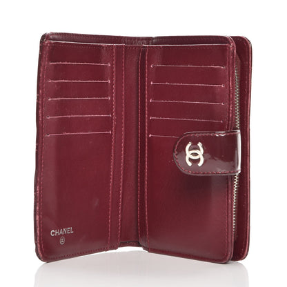 Chanel Patent Quilted Zip Pocket Wallet Burgundy 5 of 9