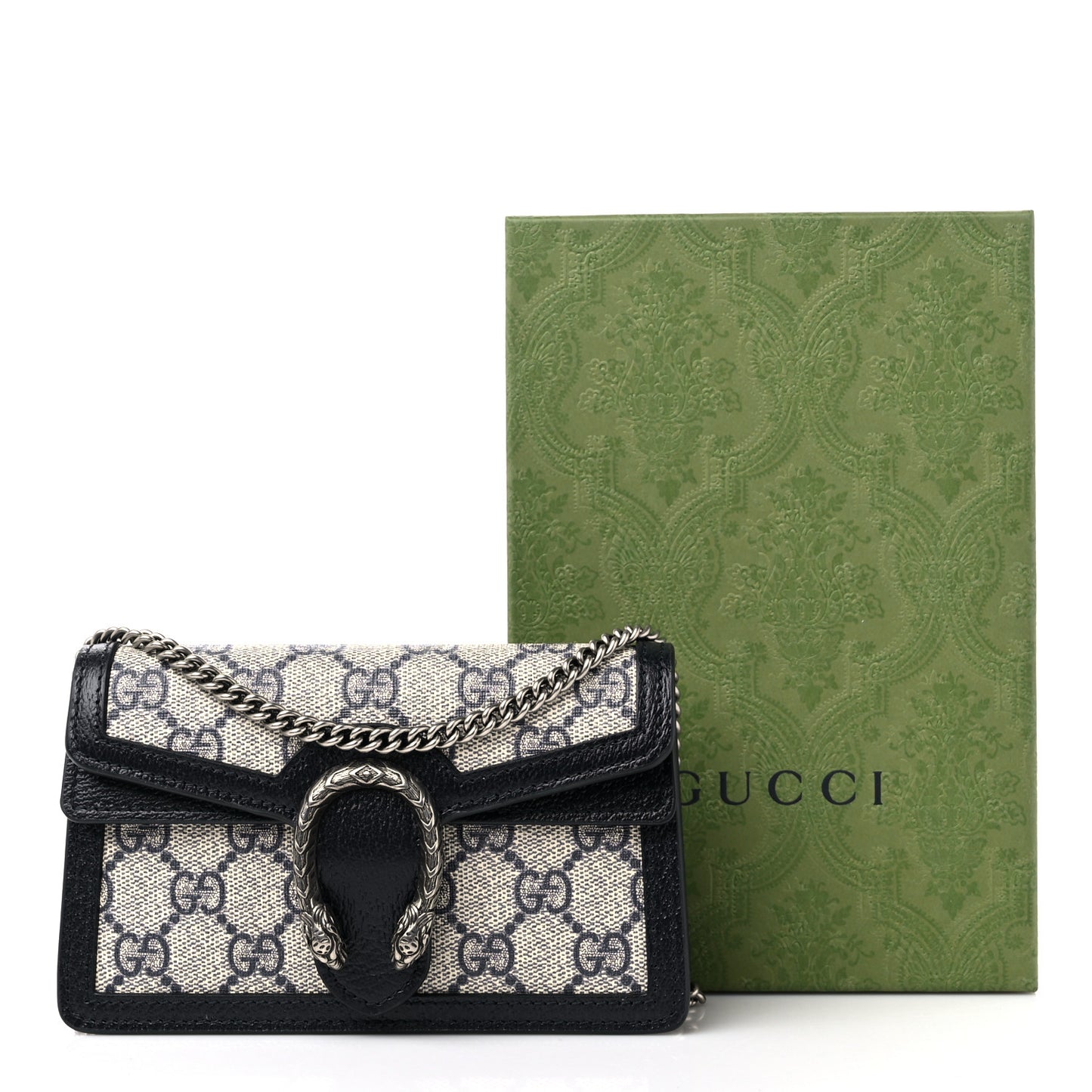 GG Supreme Monogram Textured Dollar Calfskin Super Mini Dionysus Shoulder Bag Beige Blue