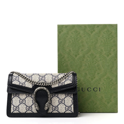 Gucci GG Supreme Monogram Textured Dollar Calfskin Super Mini Dionysus Shoulder Bag Beige Blue 9 of 9