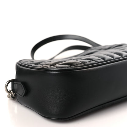Gucci Calfskin Matelasse Aria Small GG Marmont Chain Shoulder Bag Black 8 of 9