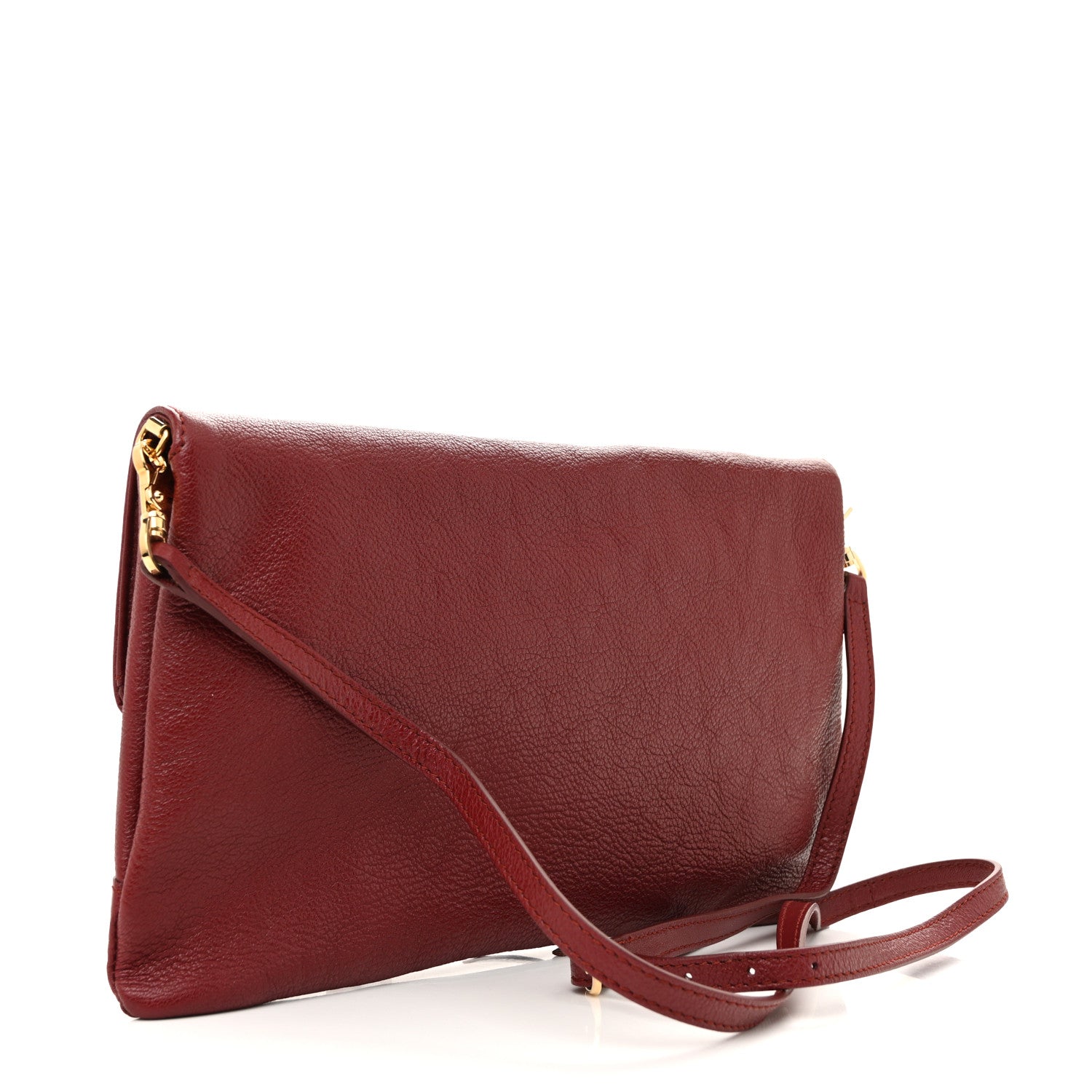 Balenciaga Chevre Gold Metallic Edge Hardware Envelope Clutch Bordeaux 3 of 10