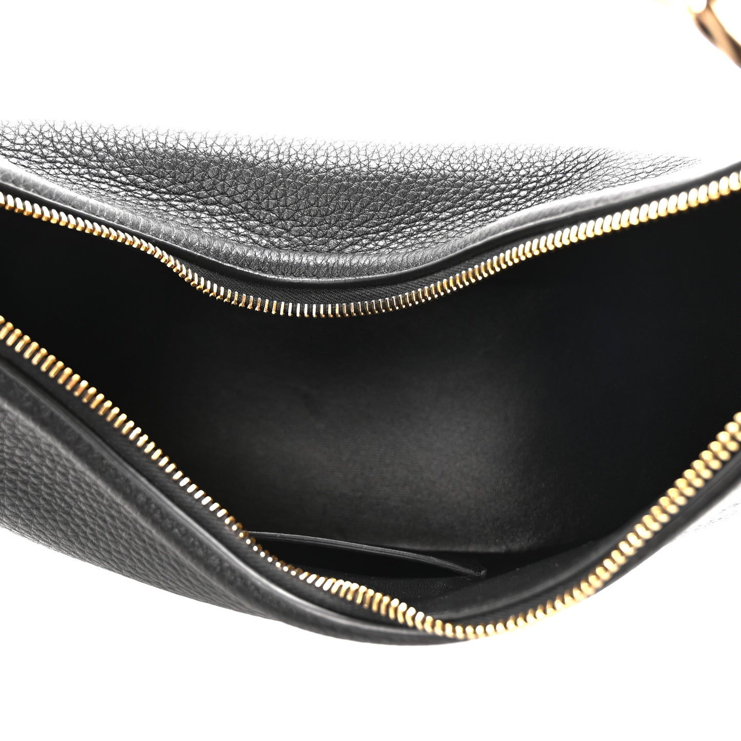 Grainy Calfskin Small Vlogo Moon Hobo Bag Black