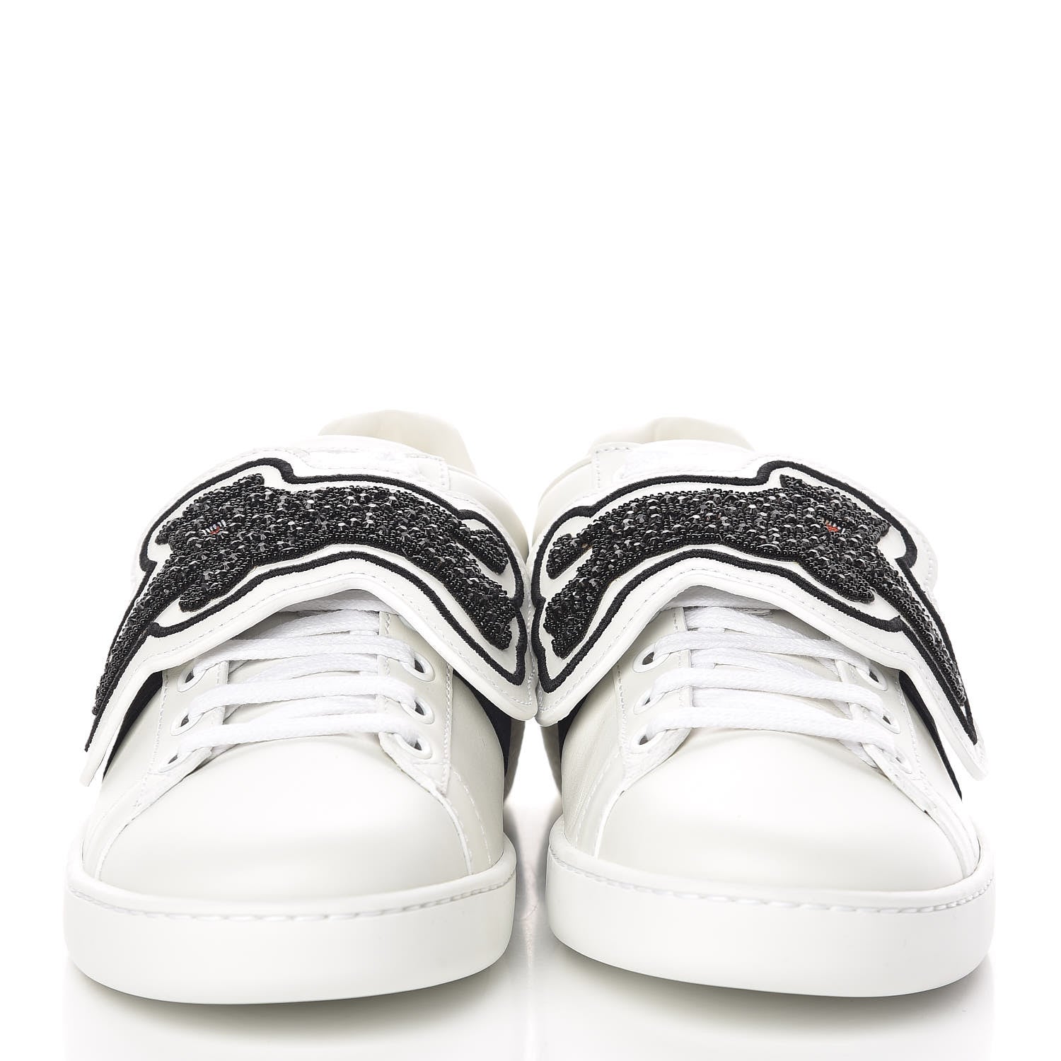 Gucci Calfskin Ayers Crystal Panther Embroidered Womens Ace Sneakers 37 White 2 of 11