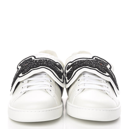 Gucci Calfskin Ayers Crystal Panther Embroidered Womens Ace Sneakers 37 White 2 of 11