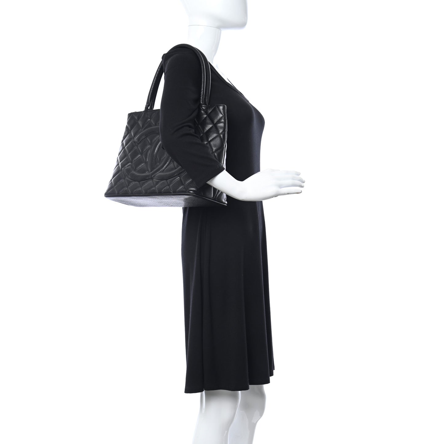 Caviar Quilted Medallion Tote Black