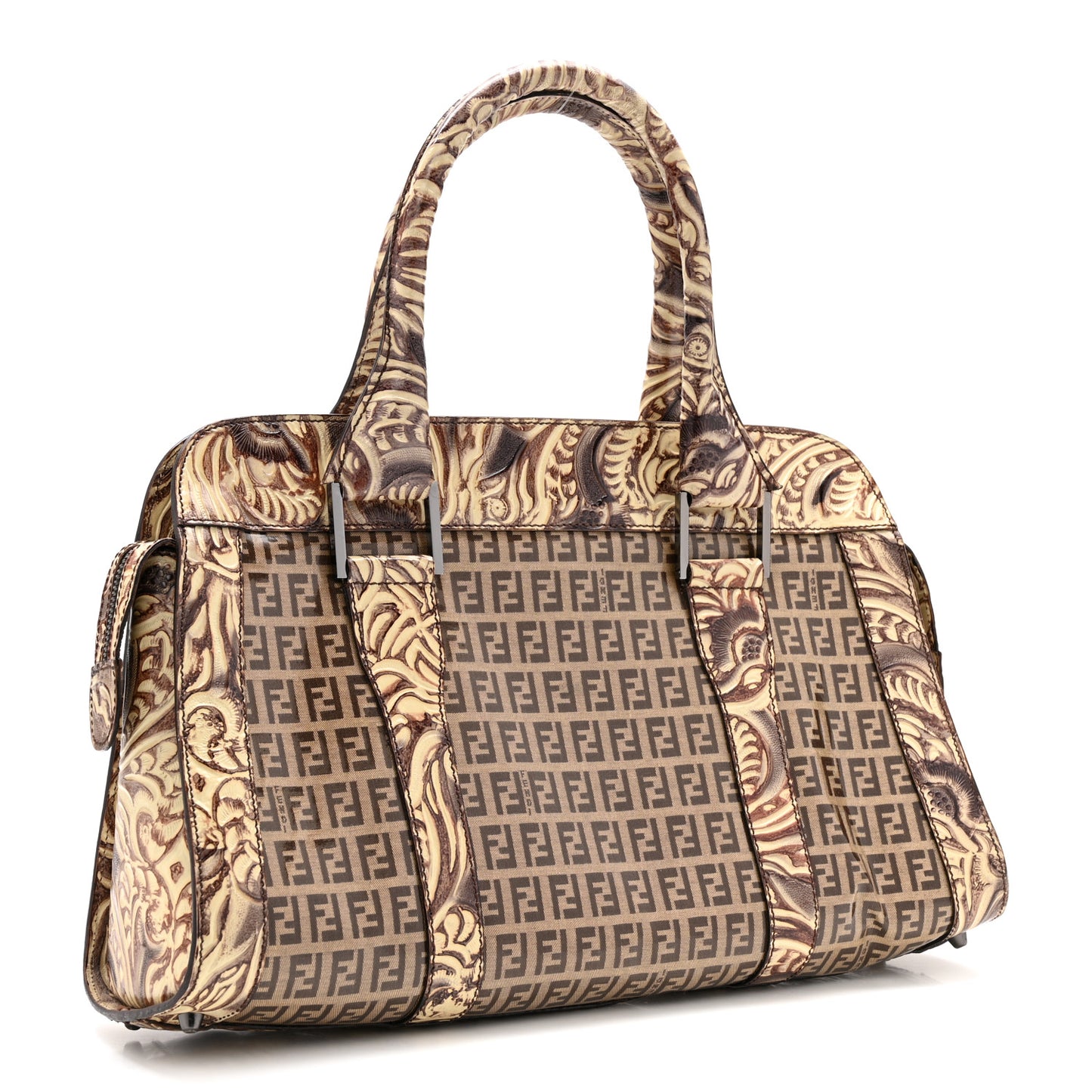 Vinyl Zucchino Top Handle Satchel Tobacco Beige