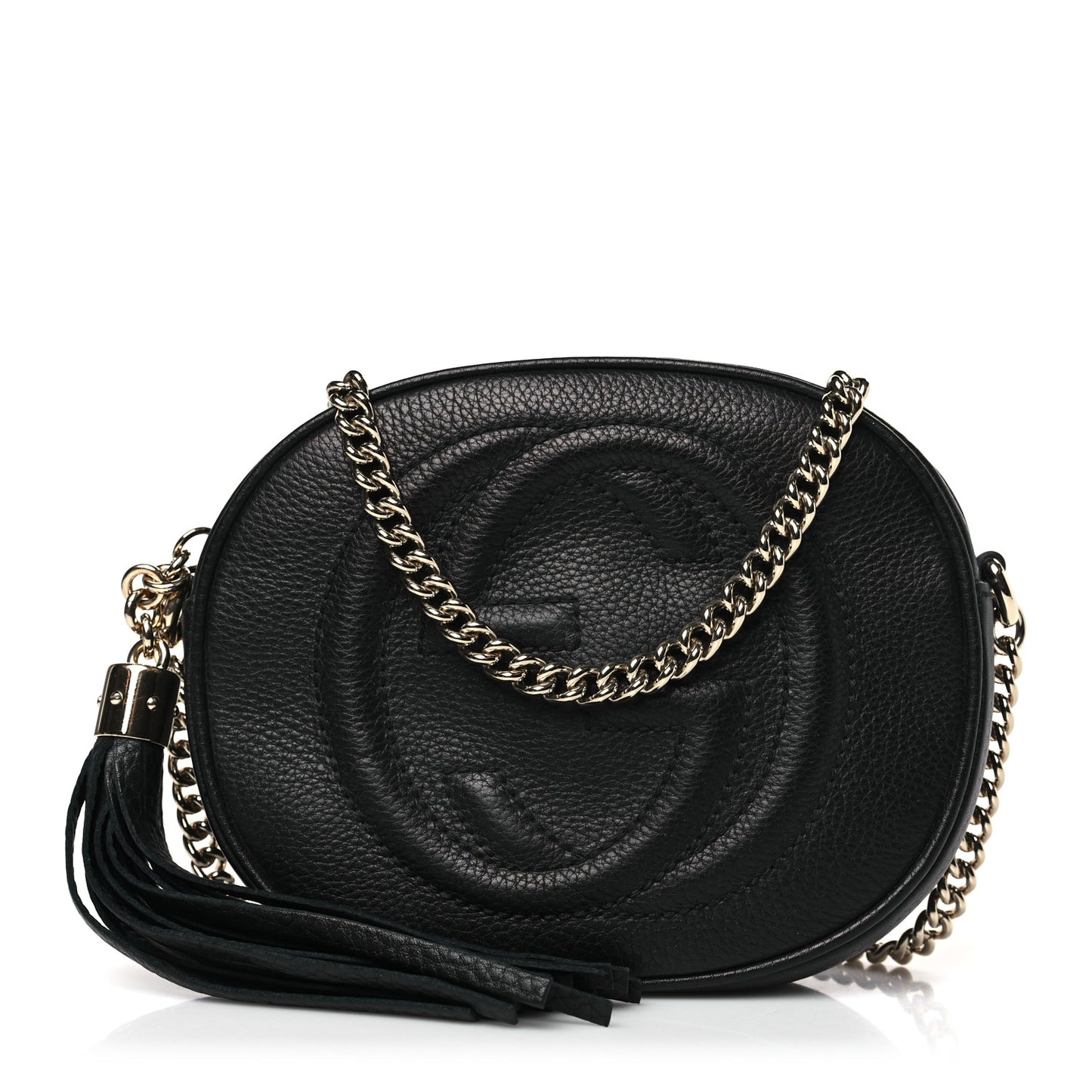 Pebbled Calfskin Mini Soho Chain Bag Black