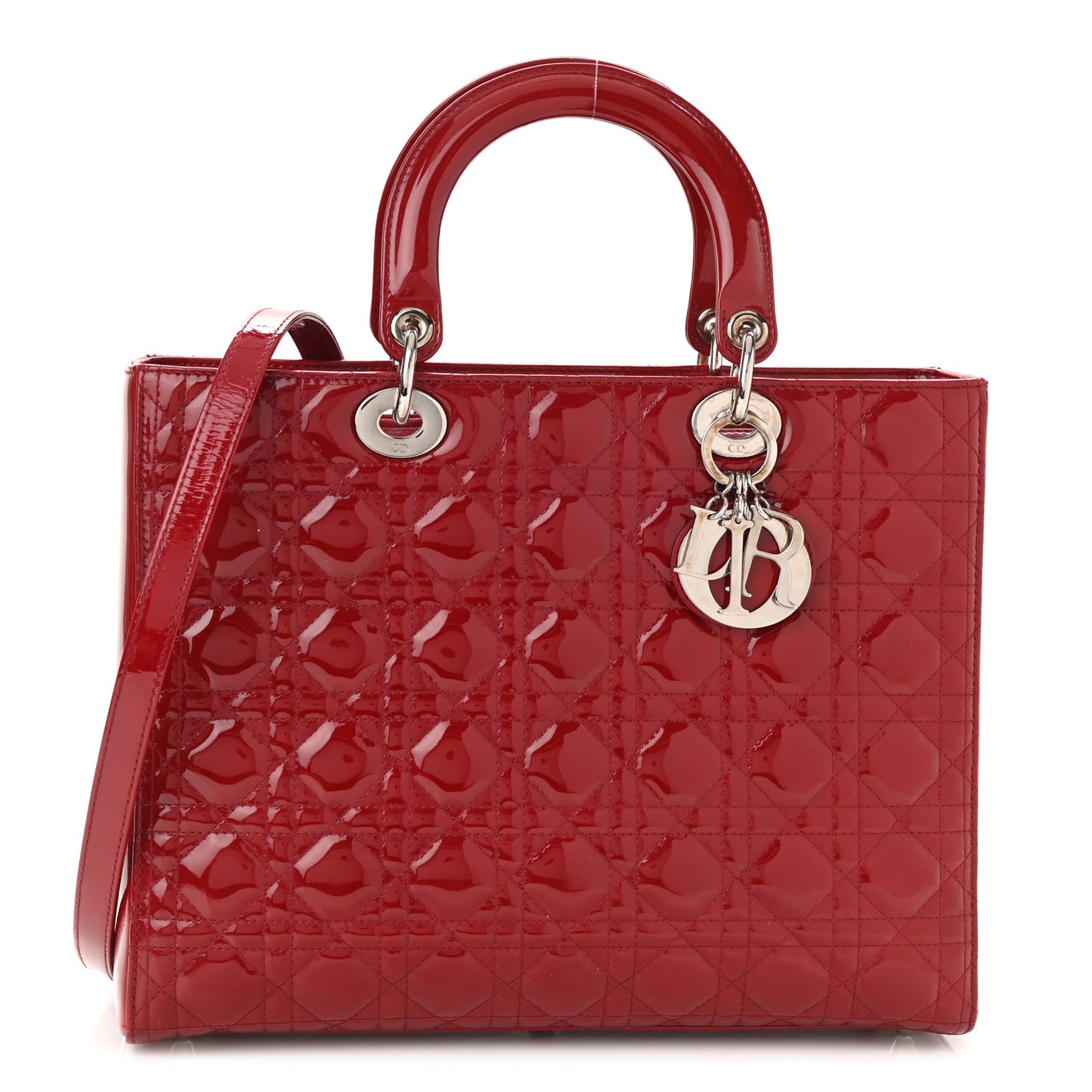 Patent Cannage Large Lady Dior Red