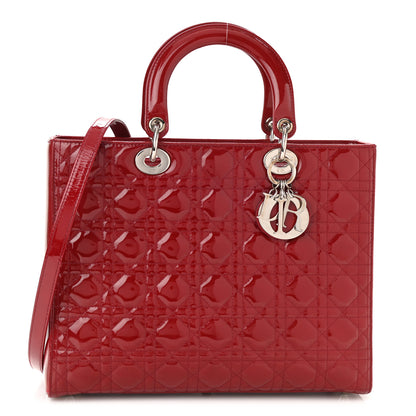 Christian Dior Patent Cannage Large Lady Dior Red 1 of 10