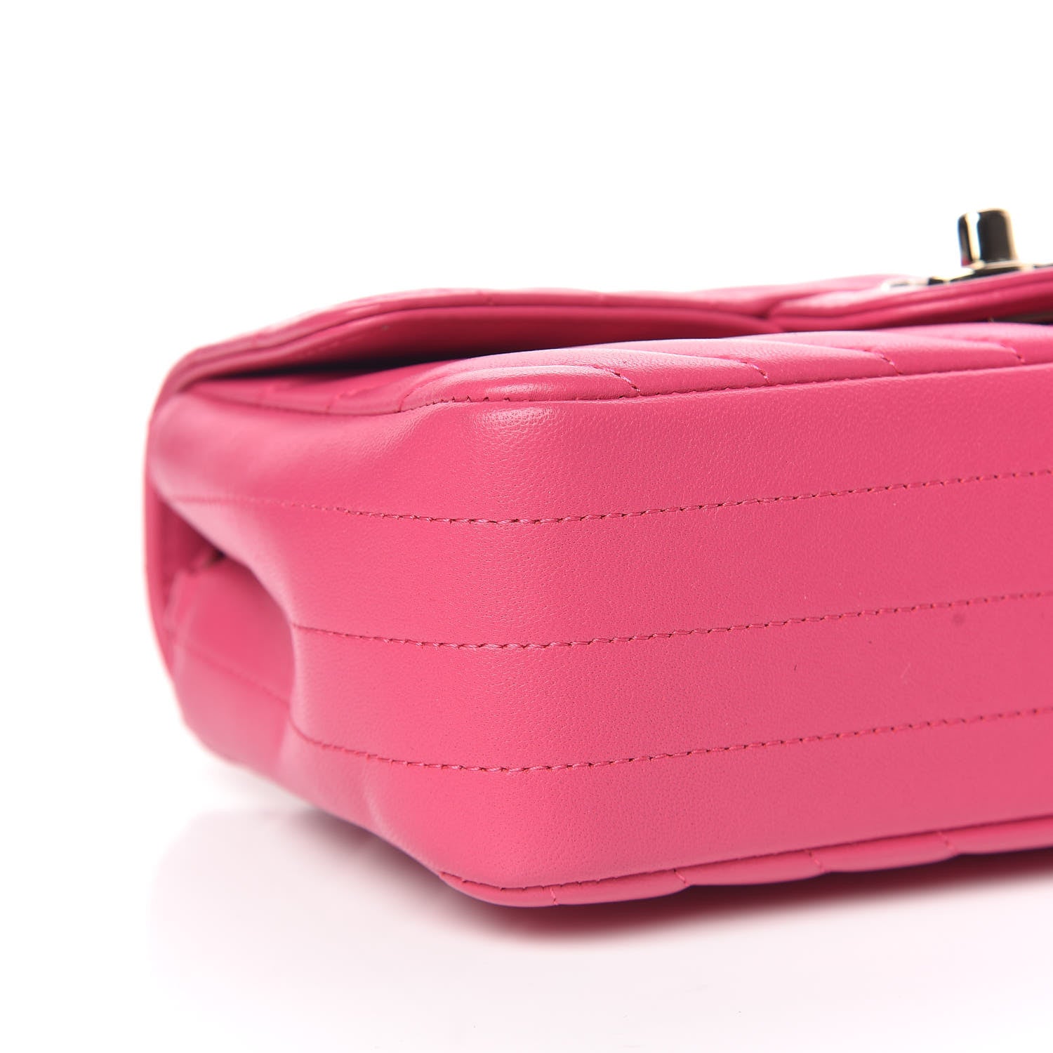Chanel Lambskin Chevron Quilted Mini Rectangular Flap Fuchsia 8 of 10