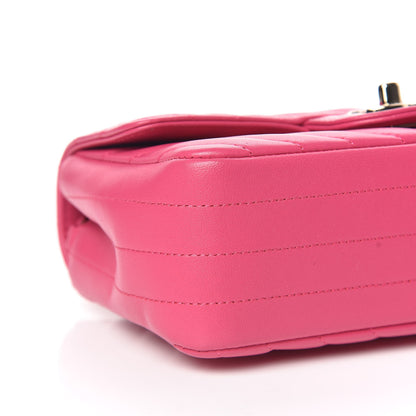 Chanel Lambskin Chevron Quilted Mini Rectangular Flap Fuchsia 8 of 10