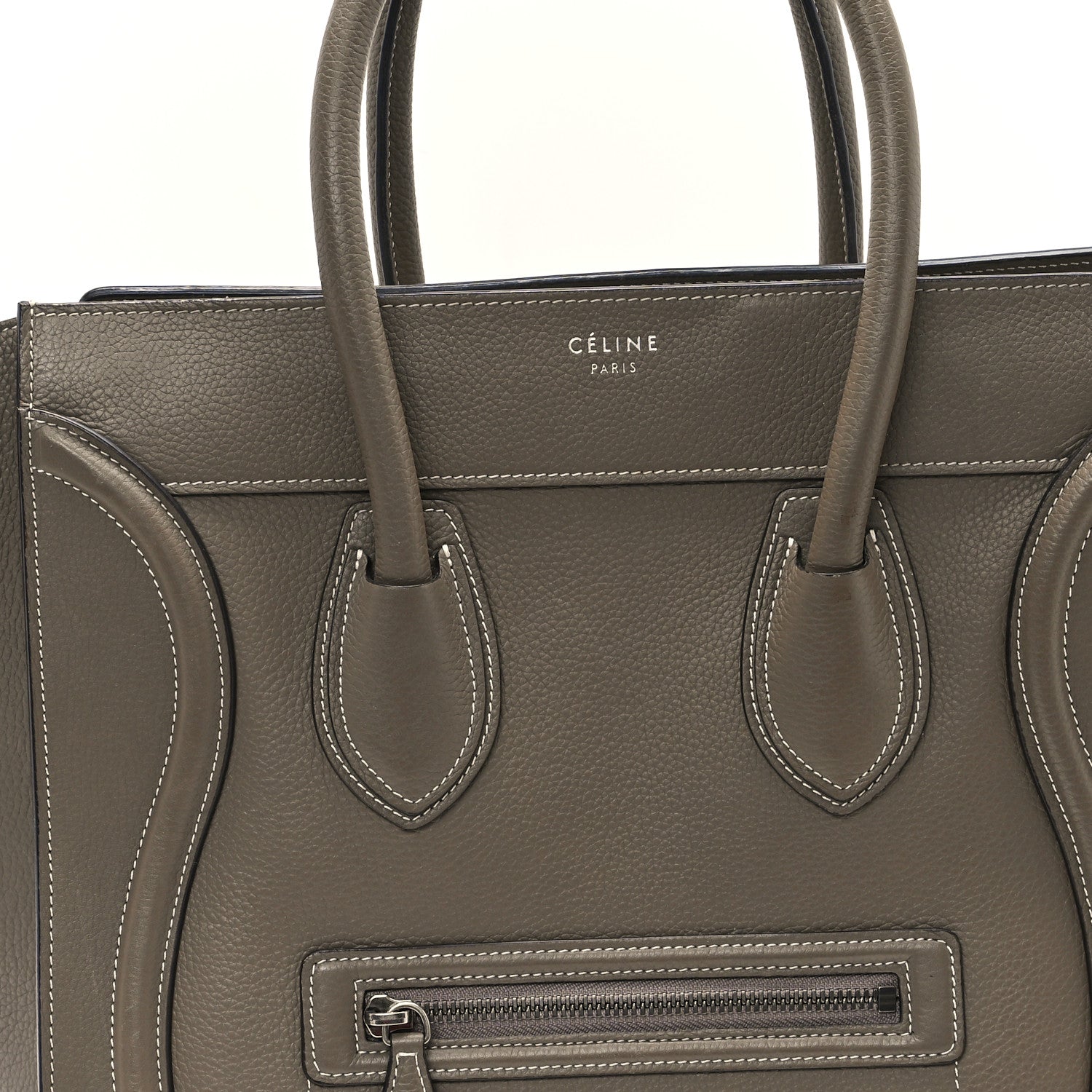 Celine Drummed Calfskin Mini Luggage Souris 8 of 10