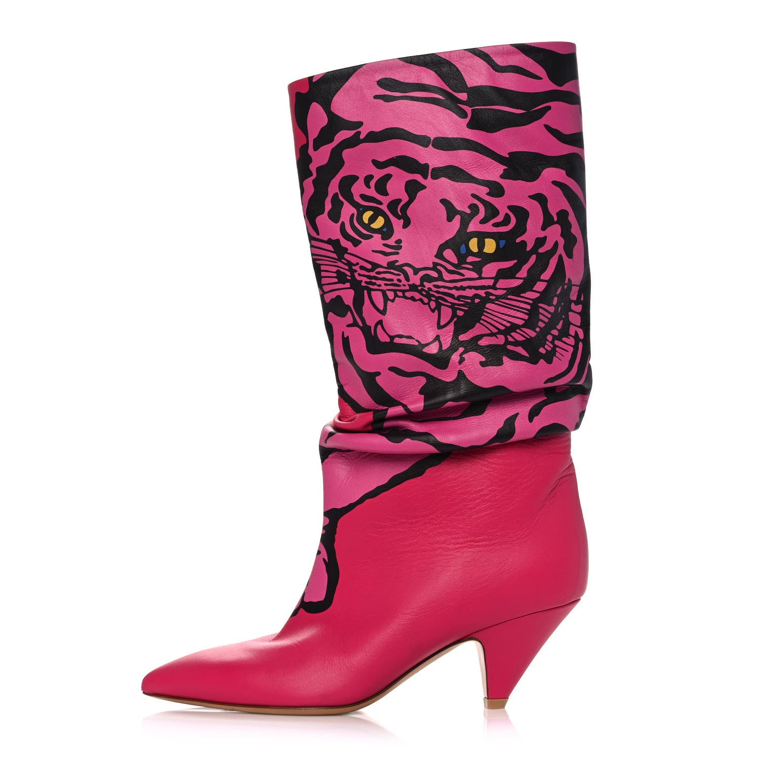 Valentino Garavani Calfskin Tiger Slouchy Boots 37 Pink 1 of 10