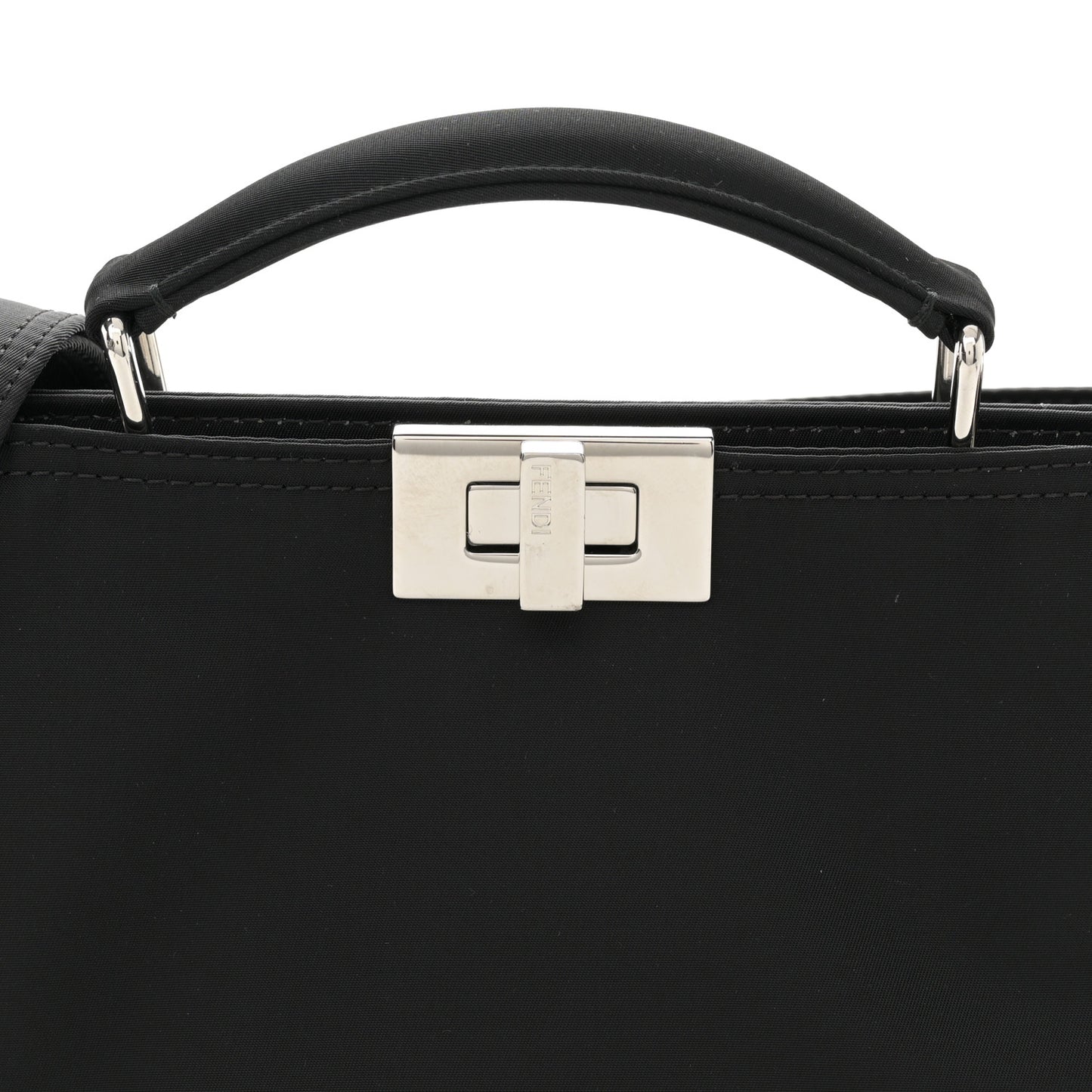Nylon Vitello Cover Logo Embossed Mini Peekaboo I SEE U Satchel Black White