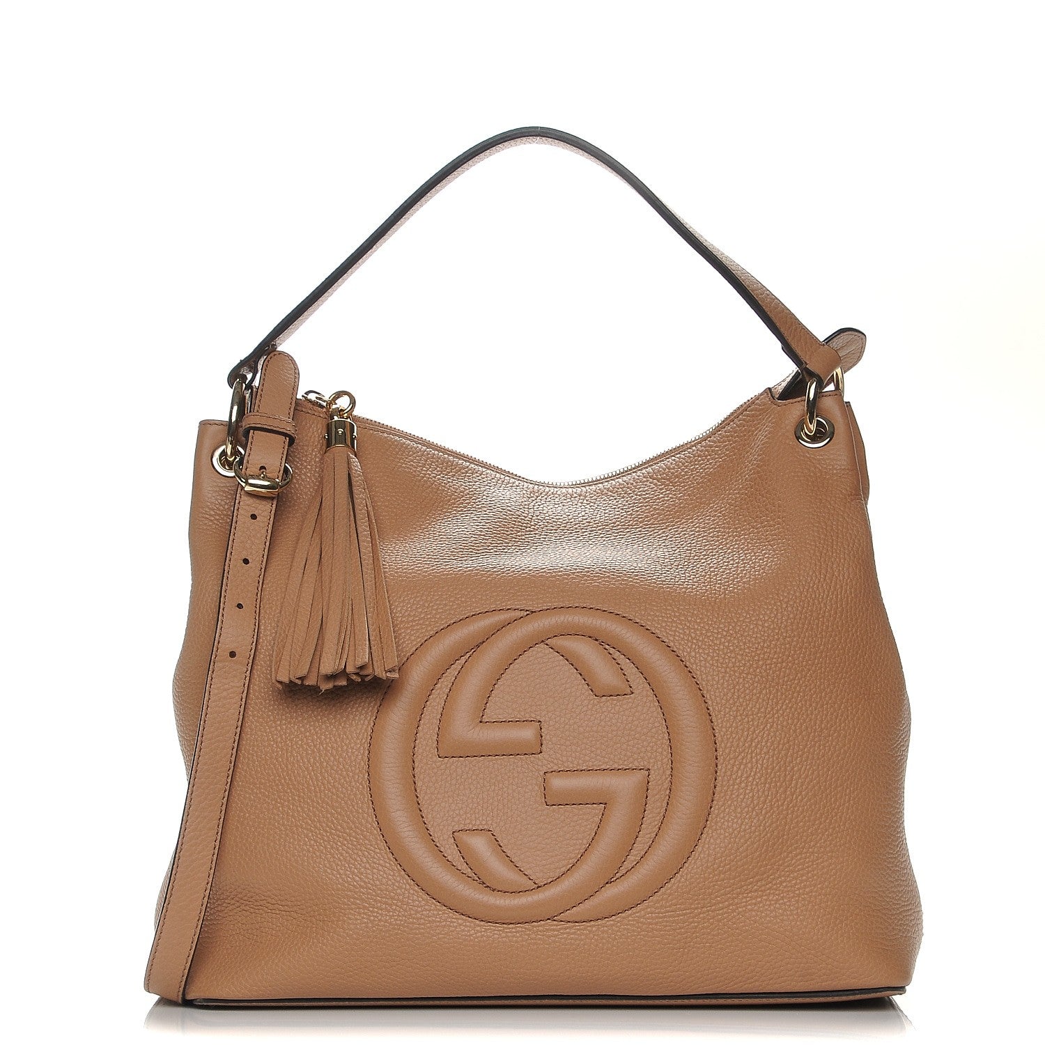 Gucci Pebbled Calfskin Large Soho Hobo Camelia 1 of 8
