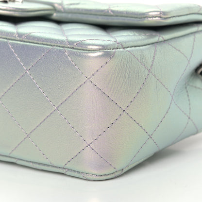 Chanel Iridescent Calfskin Quilted Mini Rectangular Flap Light Blue 9 of 9
