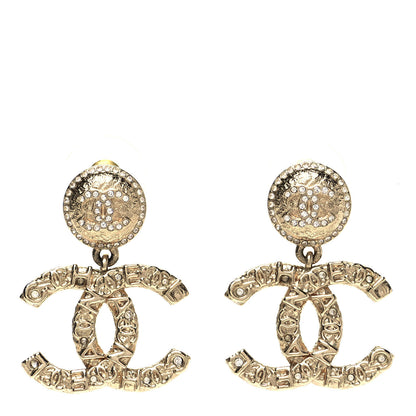 Chanel Crystal CC Drop Logo Earrings Gold 1 of 4