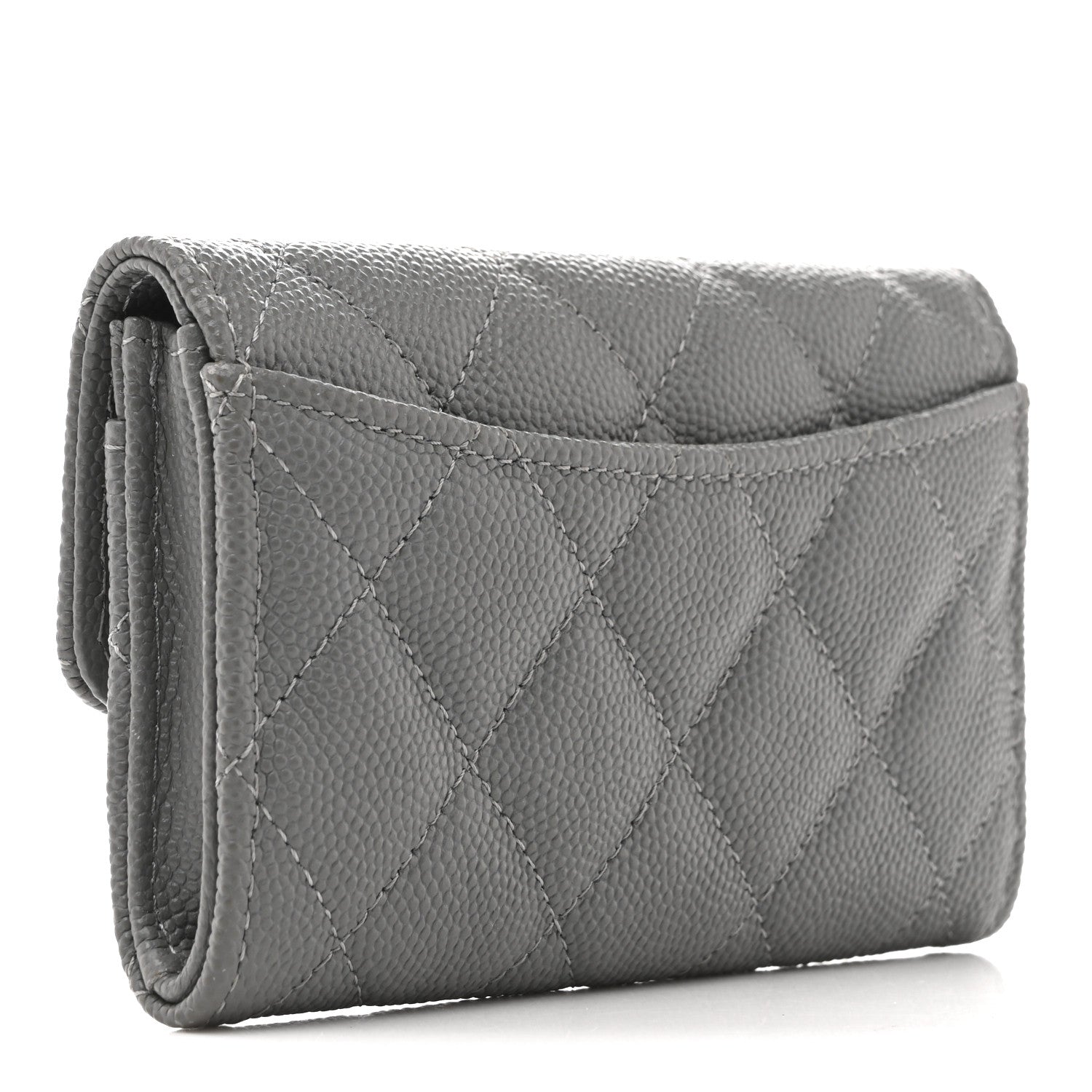 Chanel Caviar Quilted Flap Card Holder Wallet Grey 3 of 10