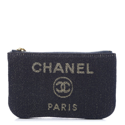 Chanel Lurex Canvas Deauville Cosmetic Pouch Navy Blue Gold 1 of 8