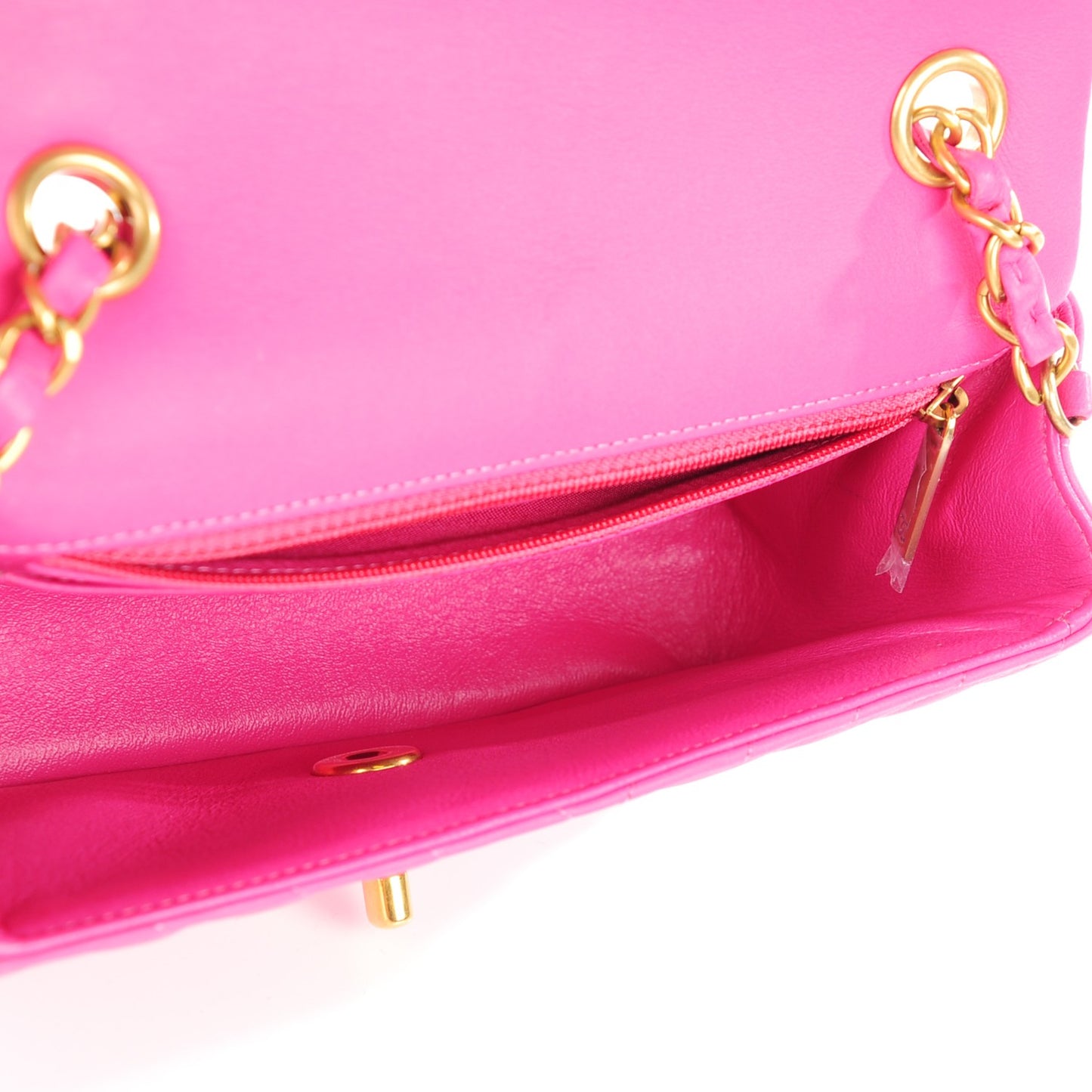 Lambskin Chevron Quilted Mini Rectangular Flap Pink