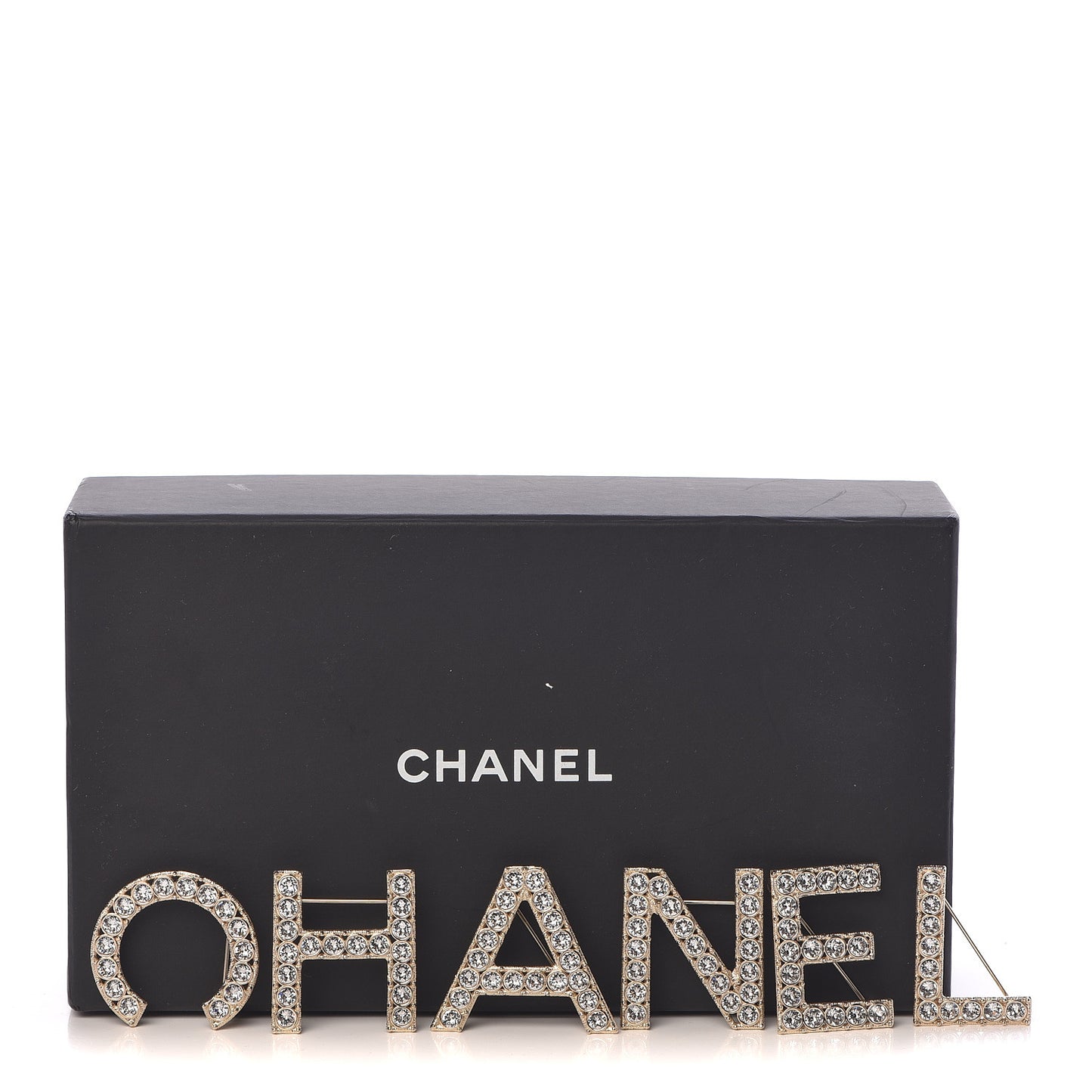 Crystal Cha-Nel Logo Brooch Set Gold