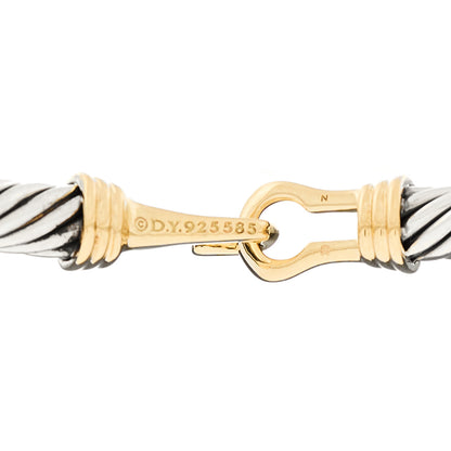 David Yurman Sterling Silver 14K Yellow Gold 5mm Cable Buckle Bracelet 2 of 4