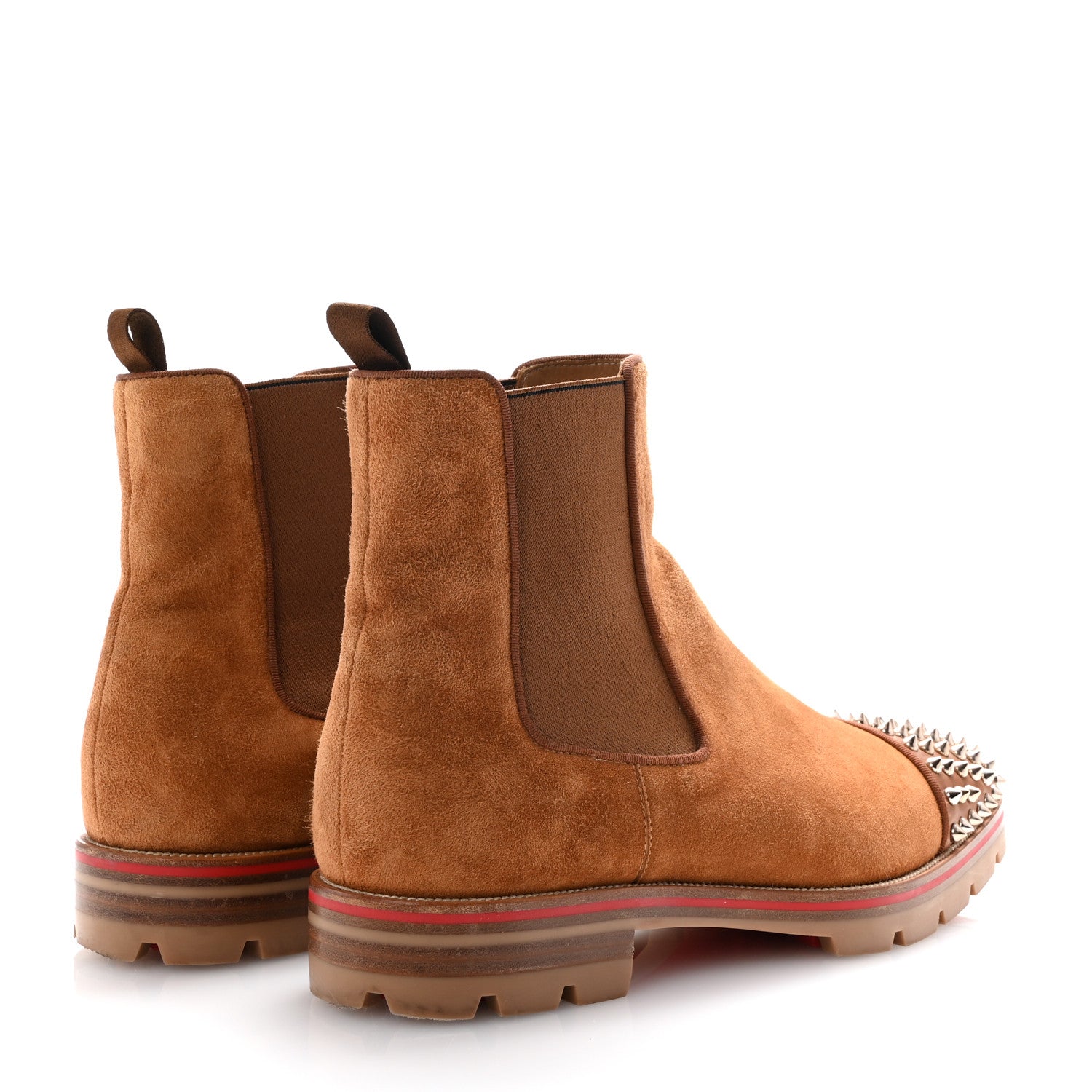 Christian Louboutin Mens Suede Spikes Chelsea Boots 43 Brown 5 of 8