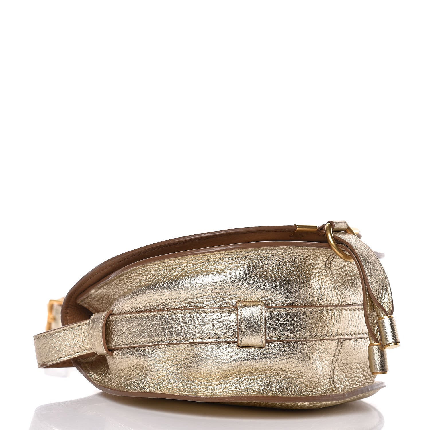 Chloe Metallic Calfskin Mini Marcie Round Crossbody Bag Gold 4 of 13