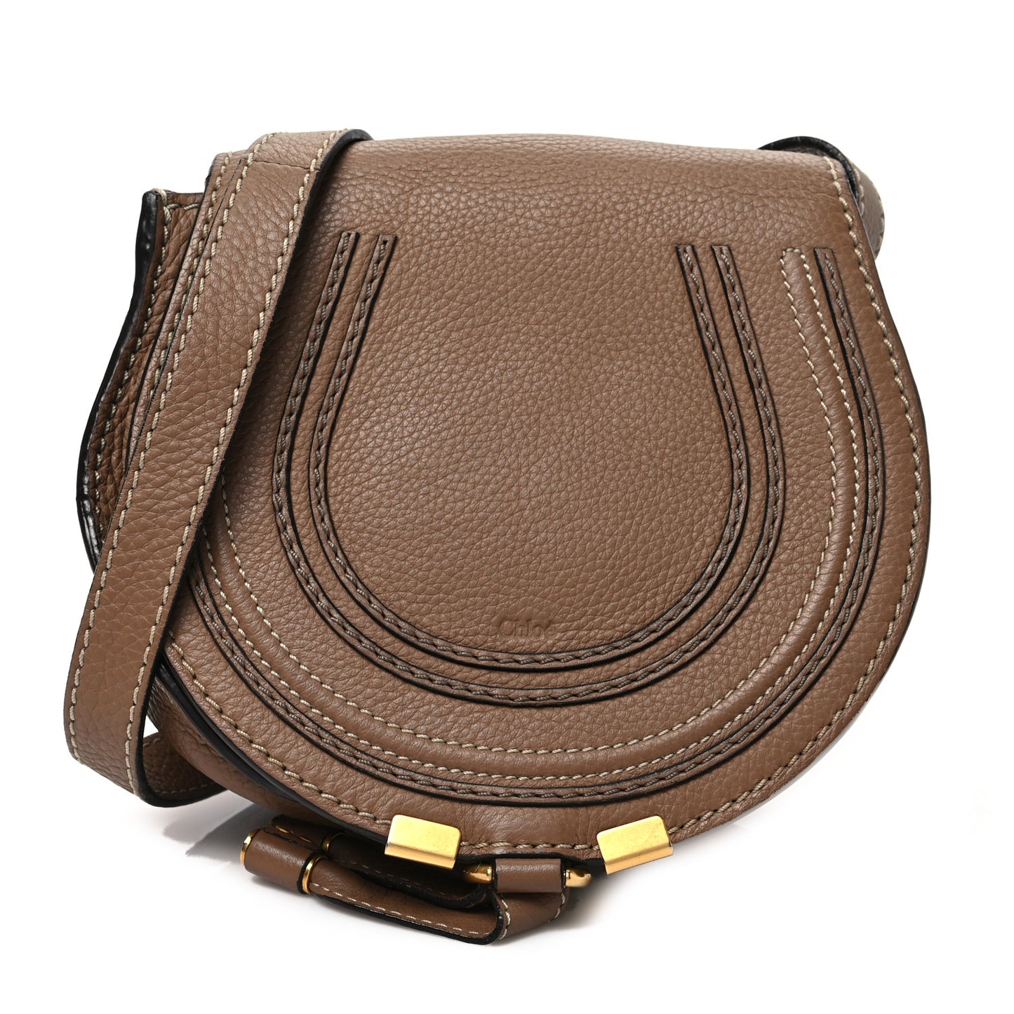 Calfskin Mini Marcie Round Crossbody Bag Nut