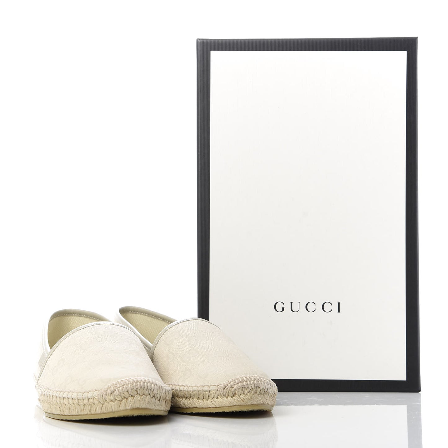Washed Cotton Miro Soft Calfskin GG Monogram Espadrilles 38.5 White Mystic White